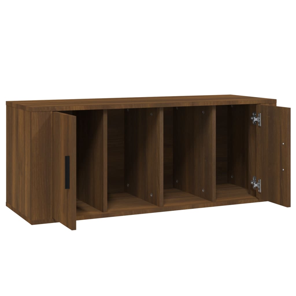 Meuble TV 100x35x40 cm ouvré en bois couleur chêne