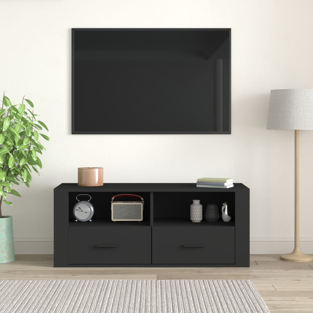 Meuble TV 100x35x40 cm finition bois couleur chêne marron