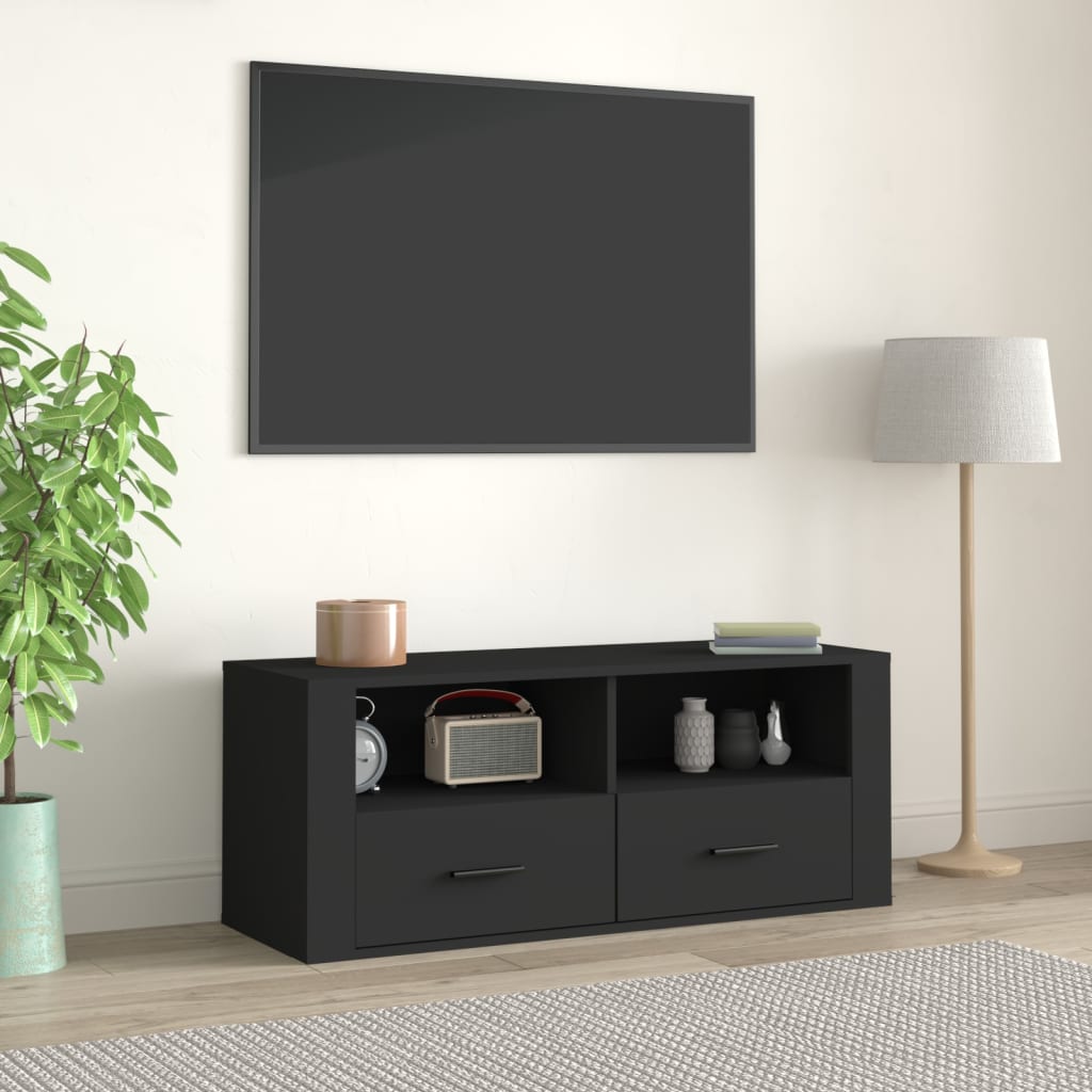 Meuble TV 100x35x40 cm finition bois couleur chêne marron