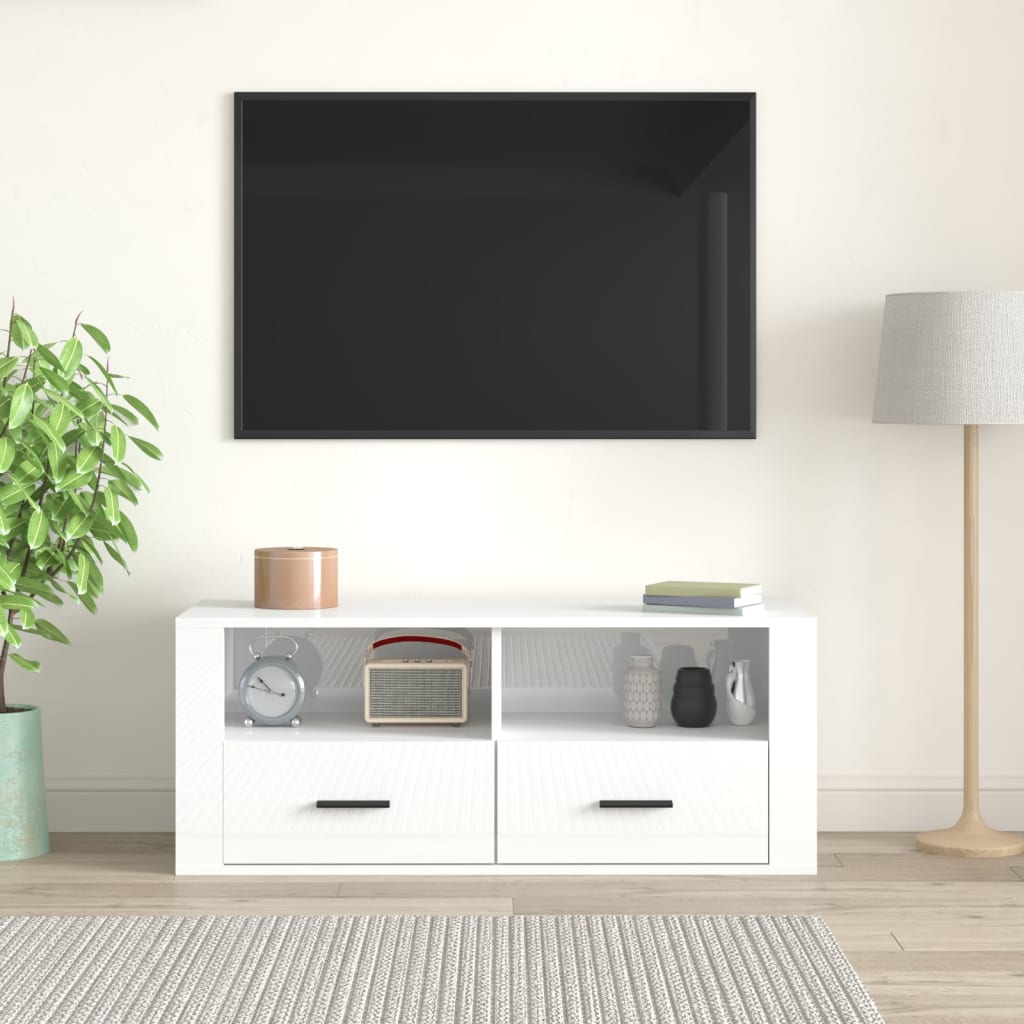 Tv-meubel 100x35x40 cm bewerkt hout bruin eikenkleur