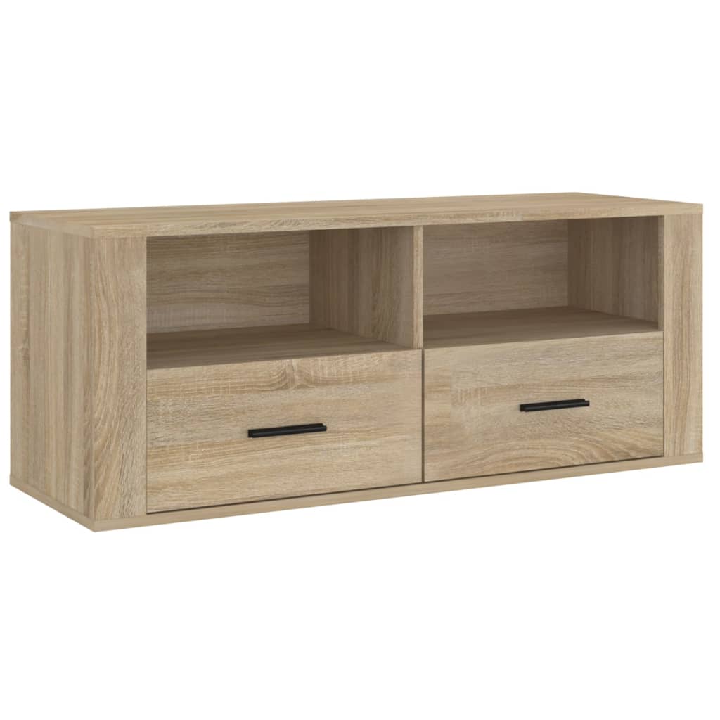 Tv-meubel 100x35x40 cm bewerkt hout bruin eikenkleur