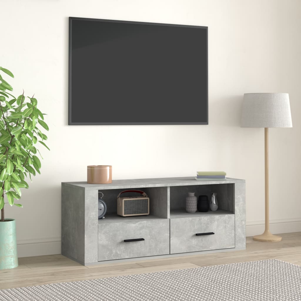 Meuble TV 100x35x40 cm finition bois couleur chêne marron