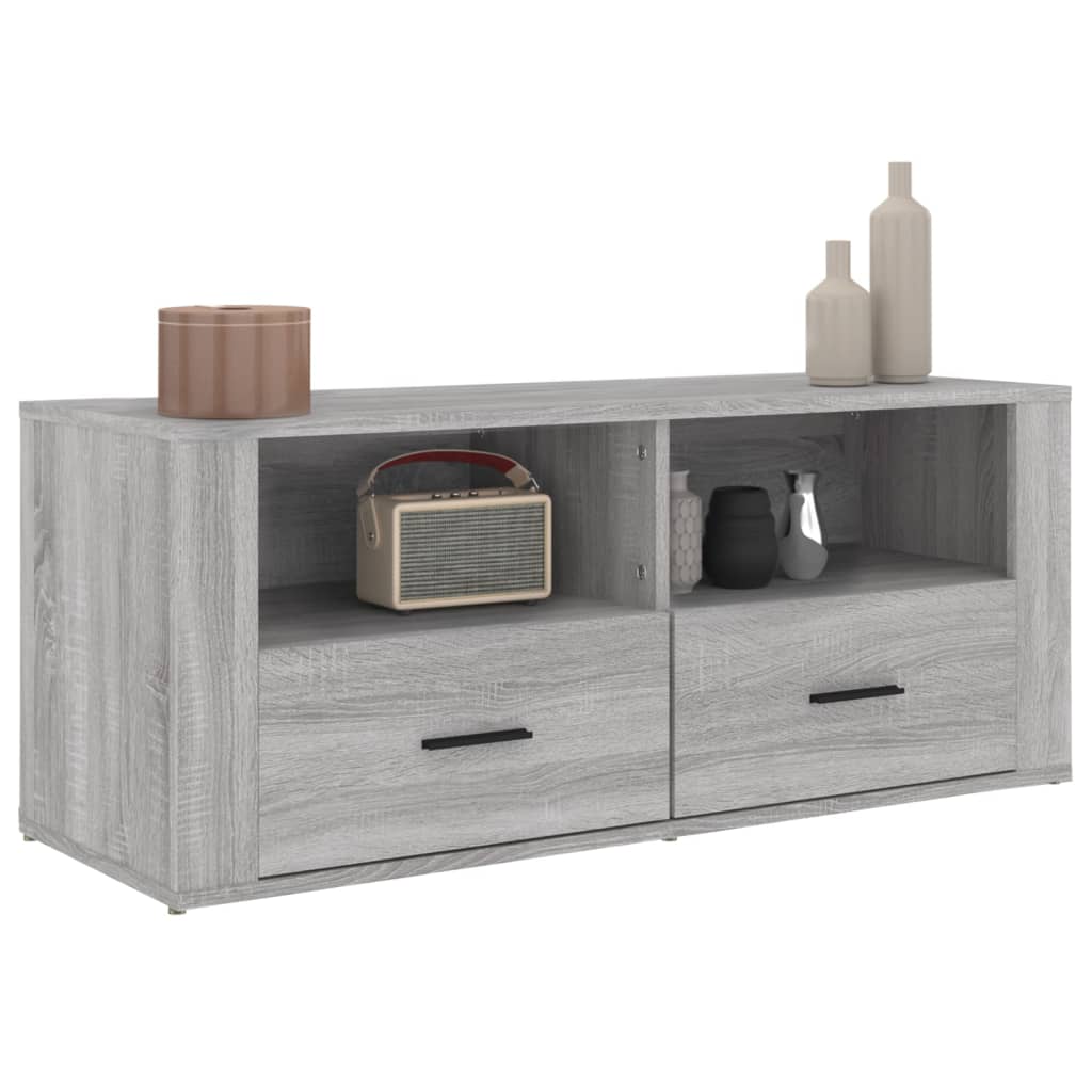 Tv-meubel 100x35x40 cm bewerkt hout bruin eikenkleur