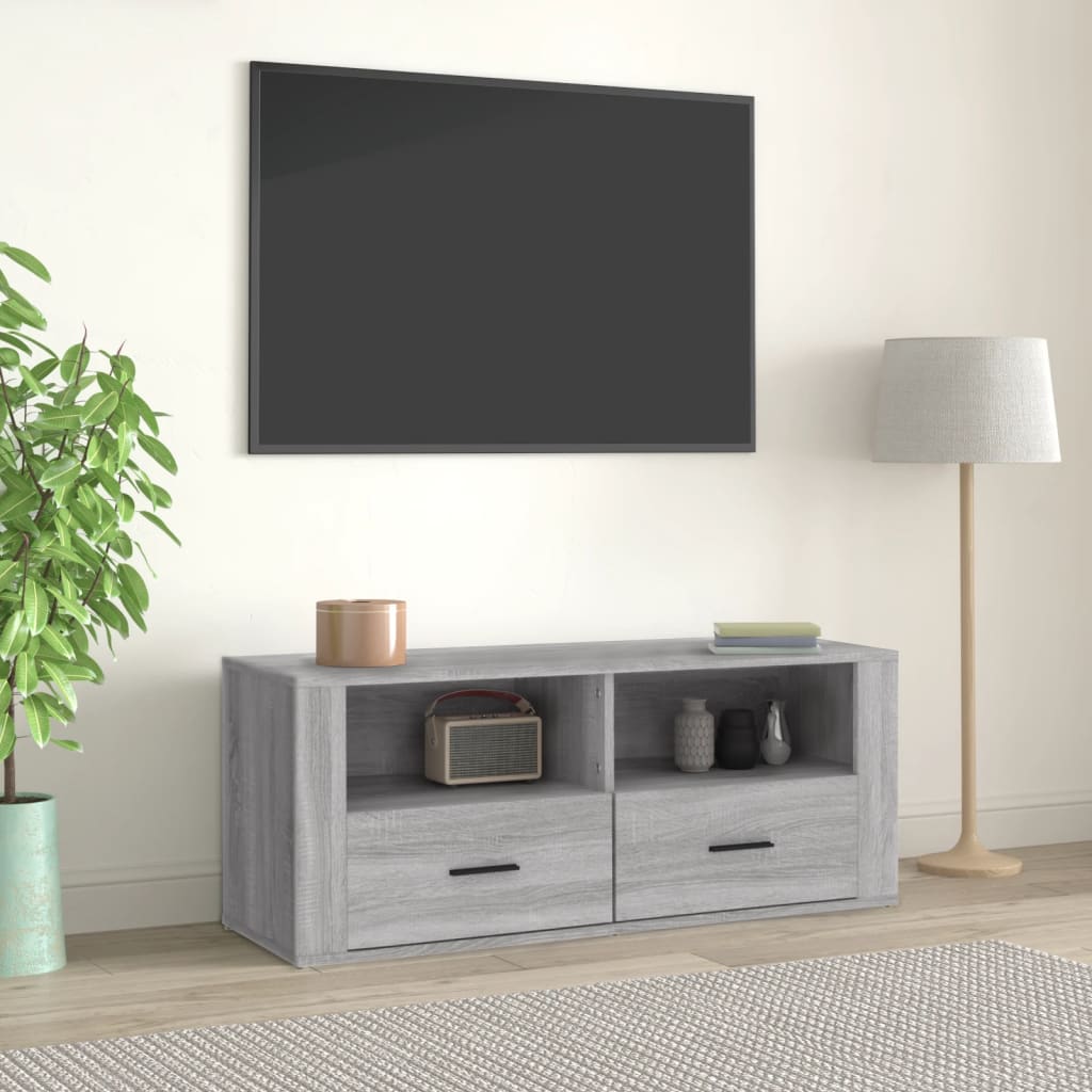 Tv-meubel 100x35x40 cm bewerkt hout bruin eikenkleur