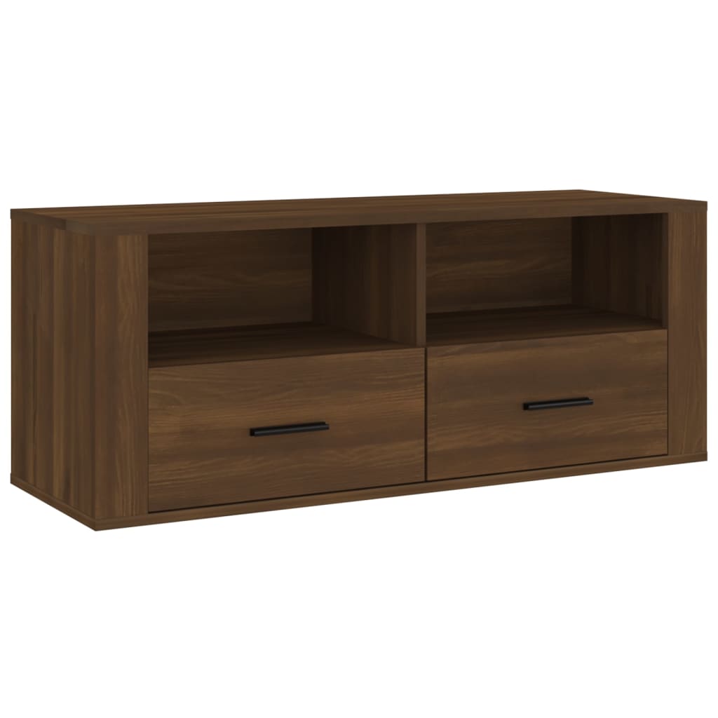 Tv-meubel 100x35x40 cm bewerkt hout bruin eikenkleur