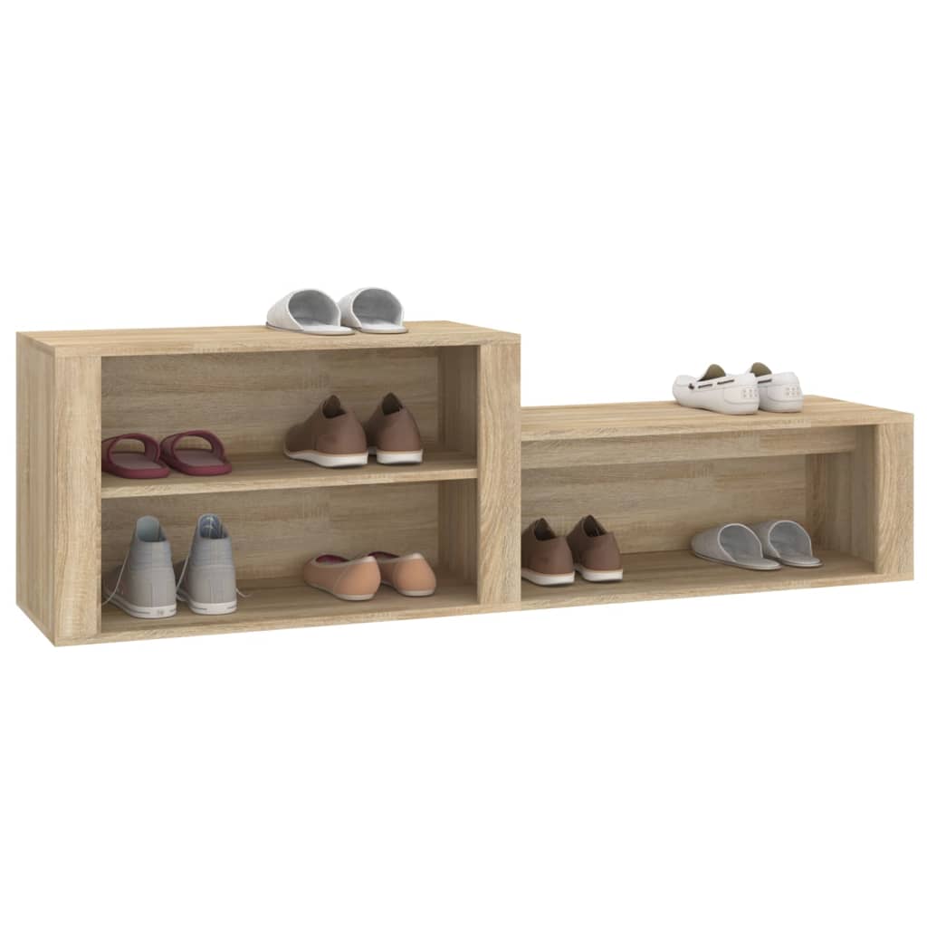 Schoenenkast 150x35x45 cm bewerkt hout eikenkleurig