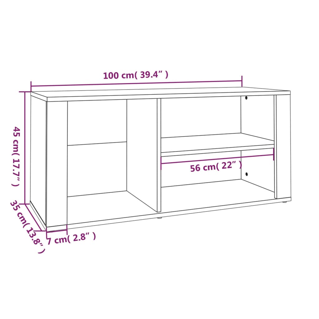 Schoenenkast 100x35x45 cm bewerkt hout