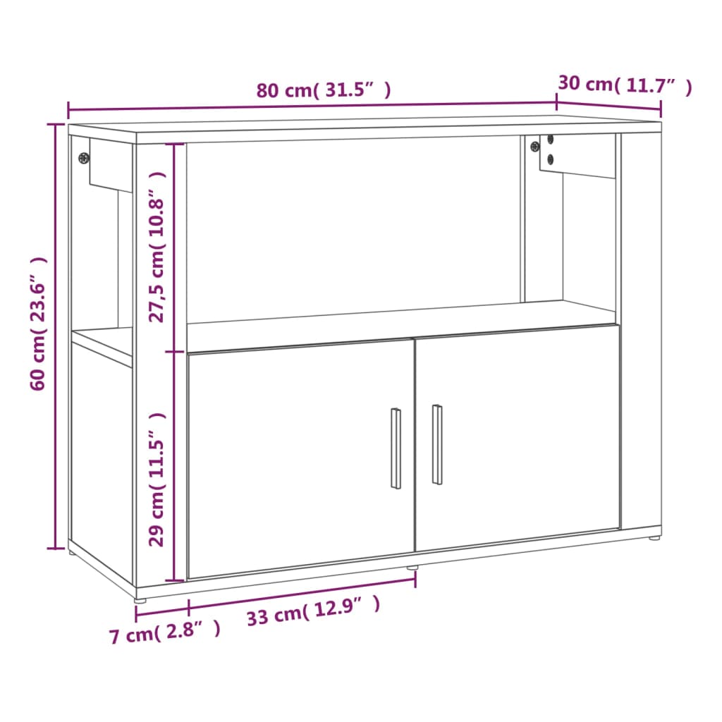 Buffet 80x30x60 cm en bois travaillé