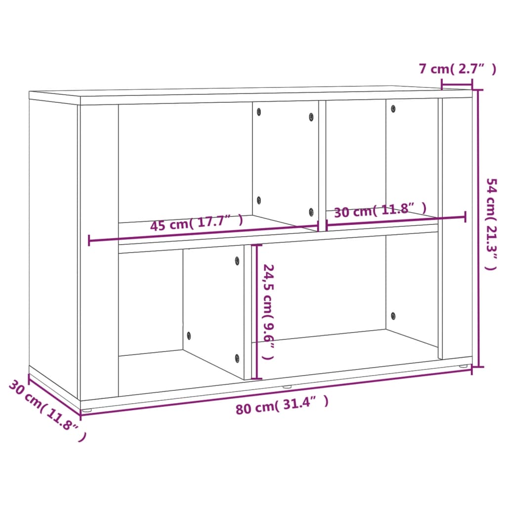 Dressoir 80x30x54 cm bewerkt hout