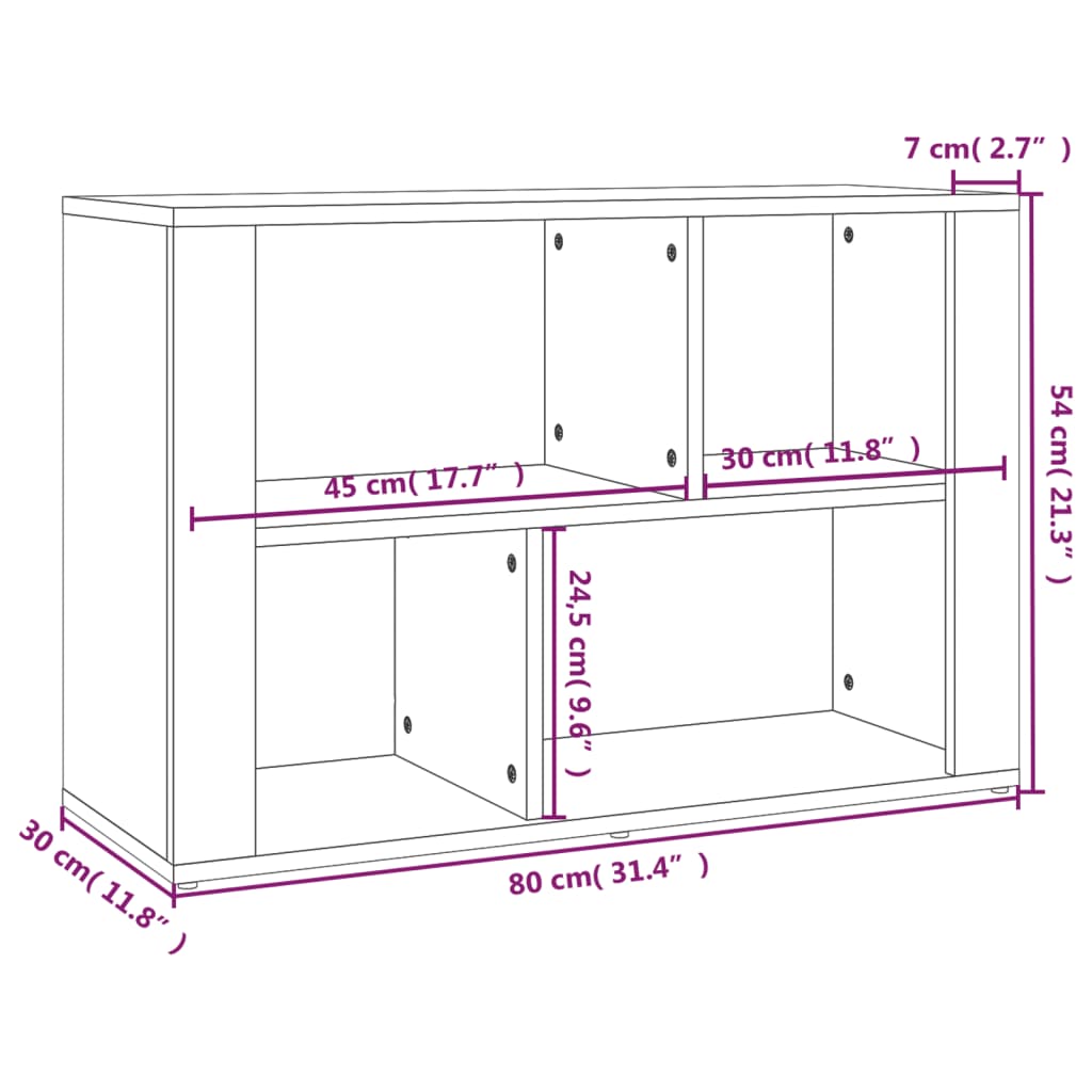 Buffet 80x30x54 cm en bois travaillé