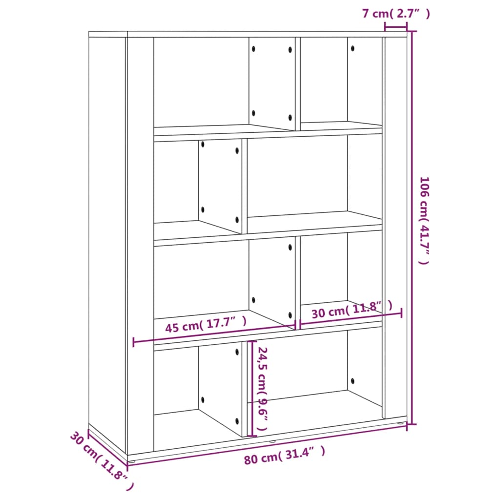 Buffet 80x30x106 cm en bois travaillé