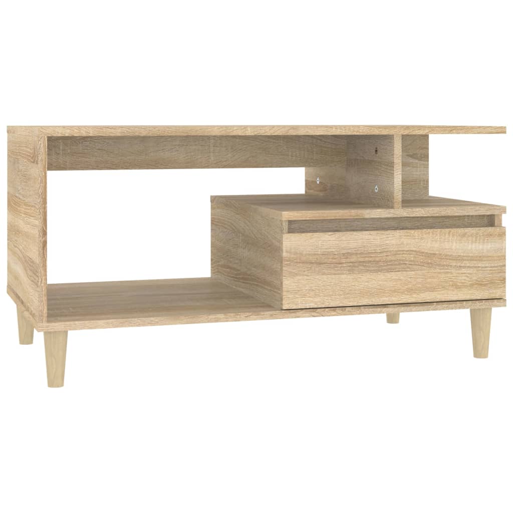 Table basse 90x49x45 cm bois décoré chêne brun