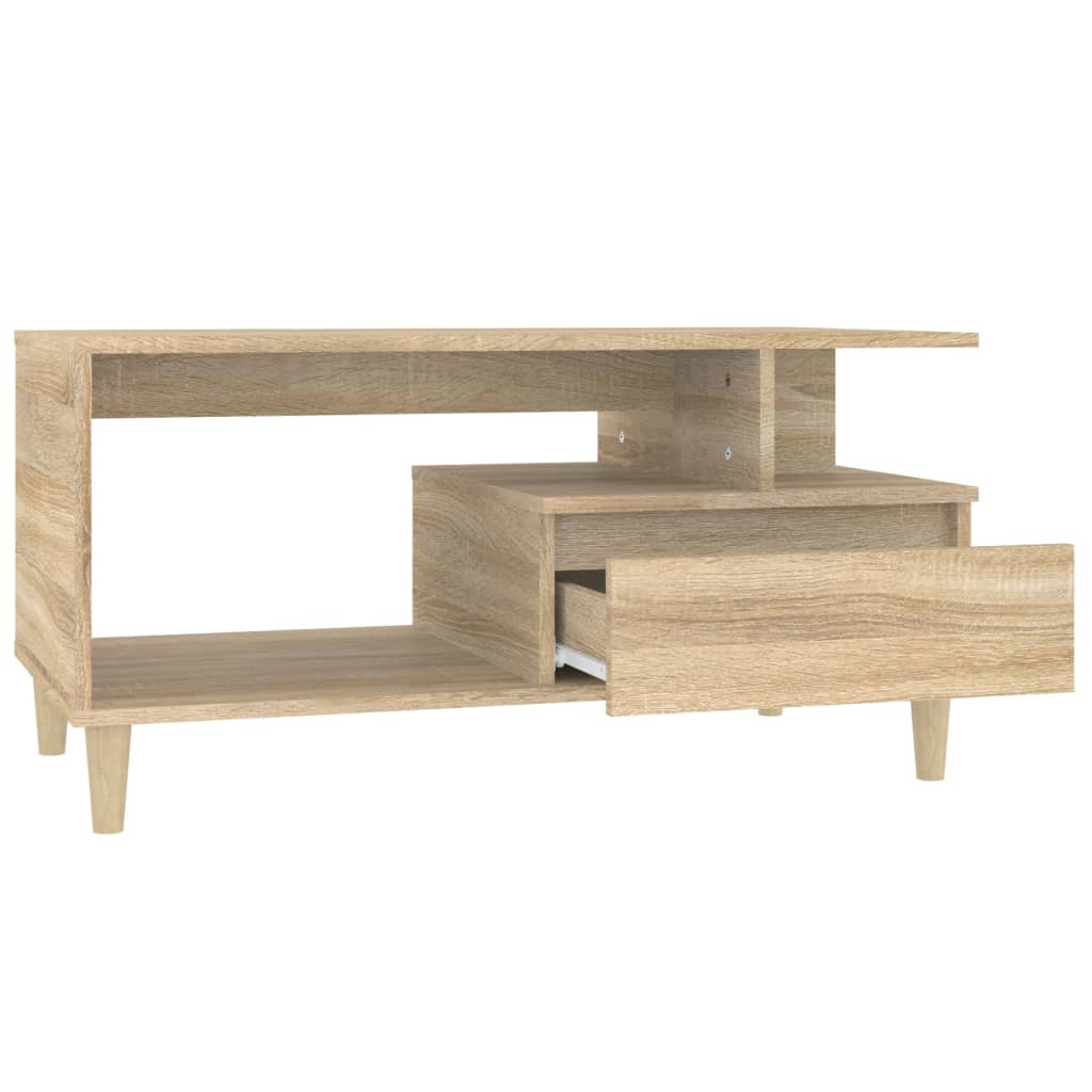 Table basse 90x49x45 cm bois décoré chêne brun