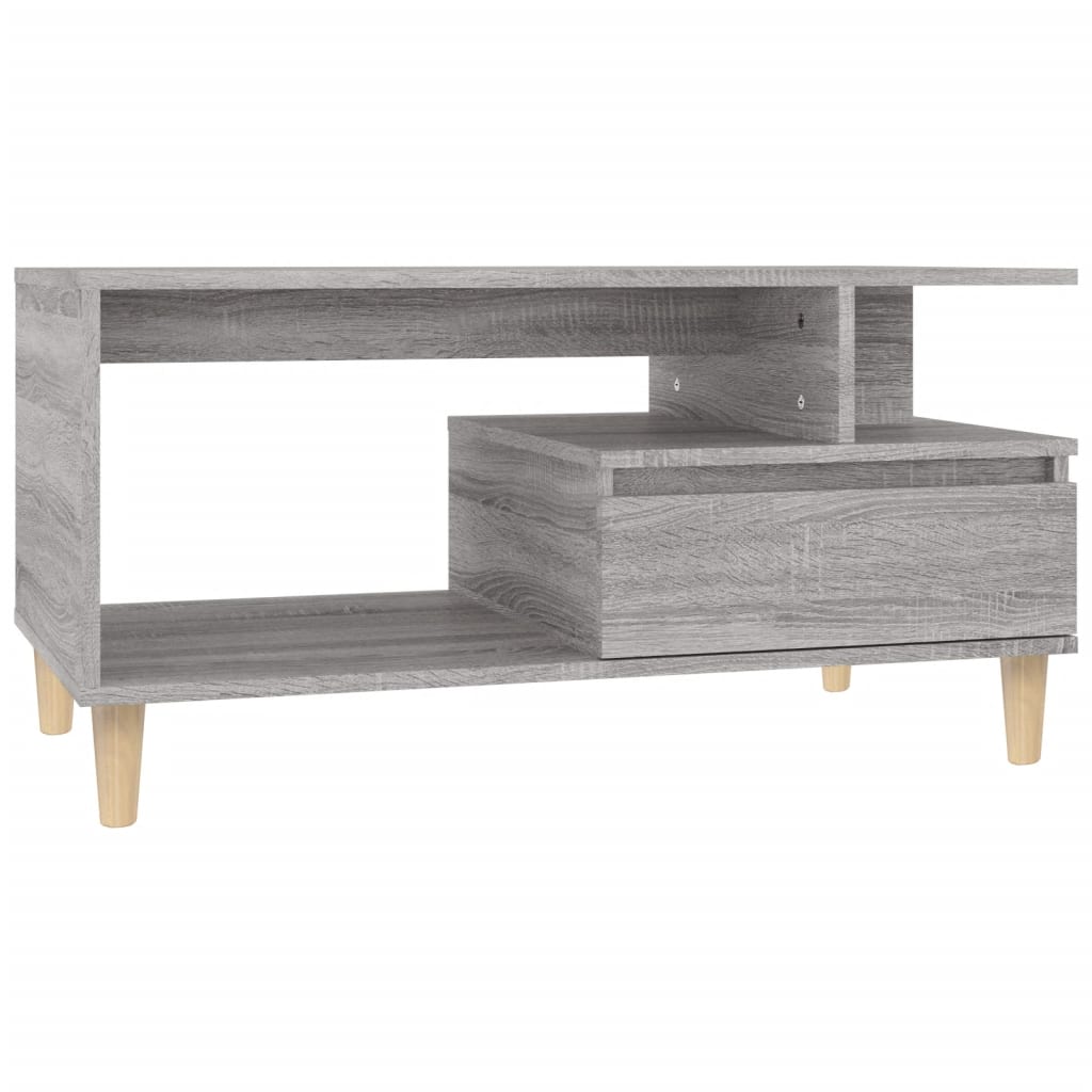 Table basse 90x49x45 cm bois décoré chêne brun