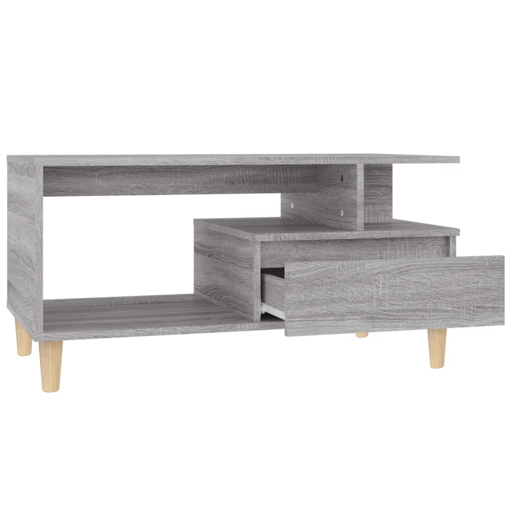 Table basse 90x49x45 cm bois décoré chêne brun