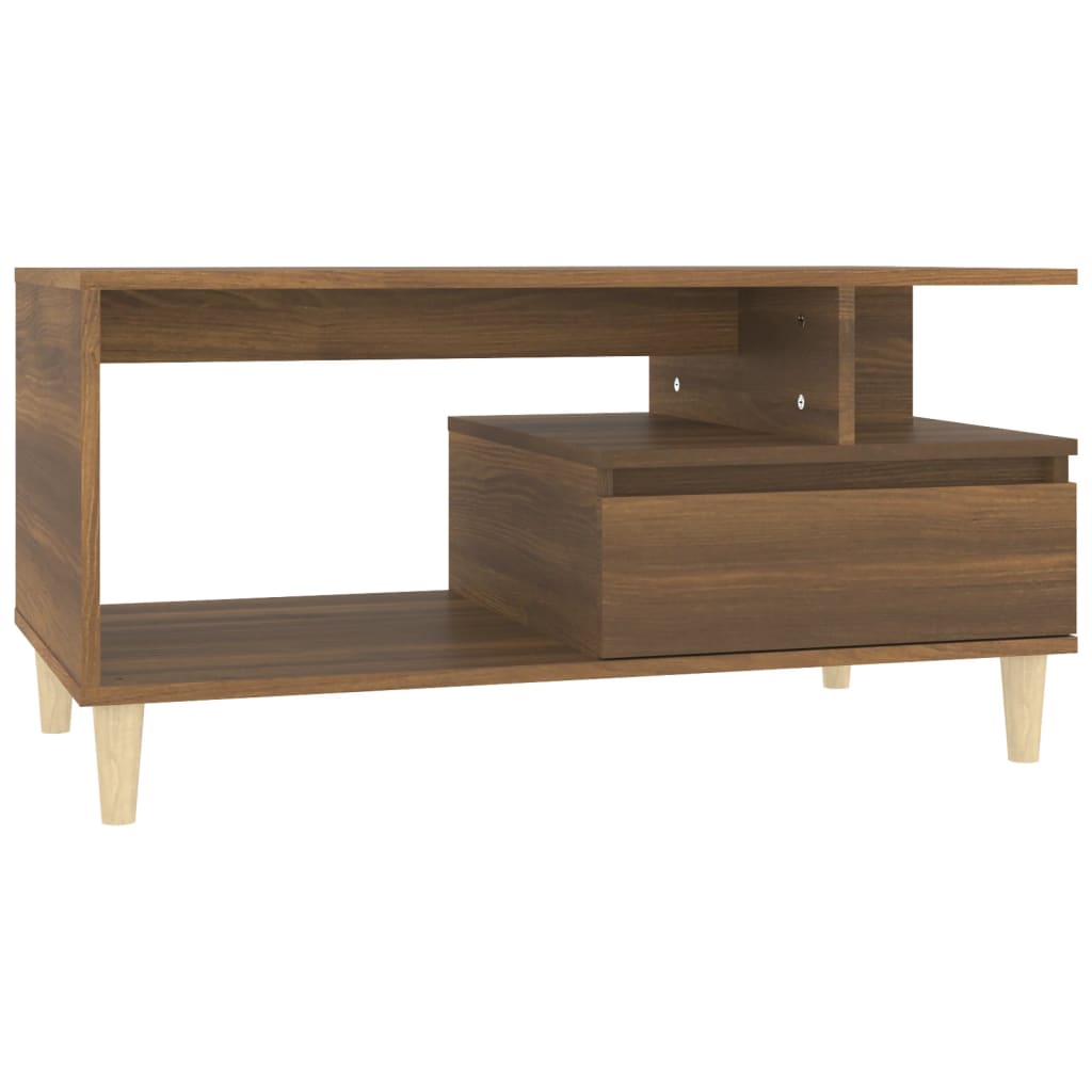 Table basse 90x49x45 cm bois décoré chêne brun