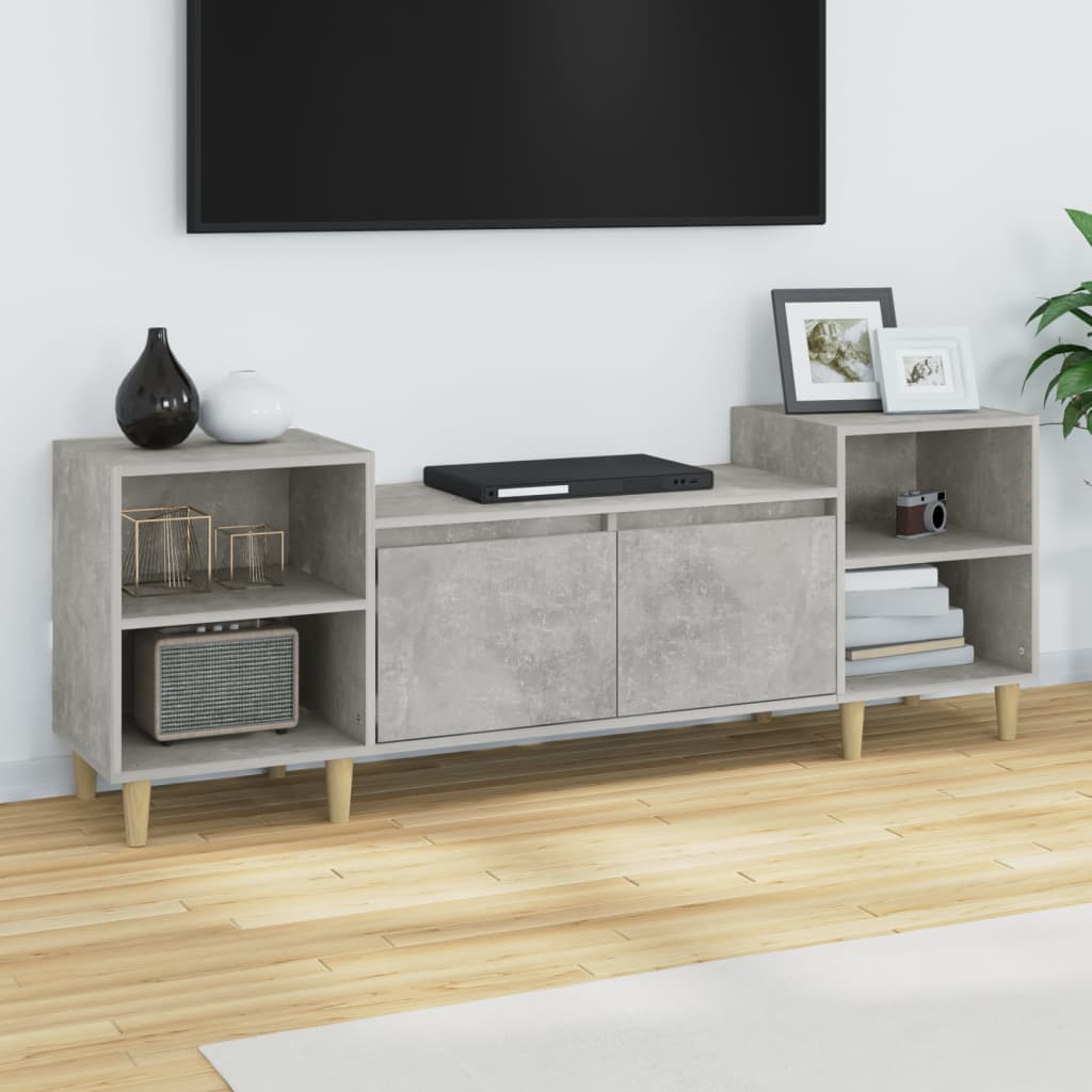 Meuble TV 160x35x55 cm ouvré en bois couleur chêne