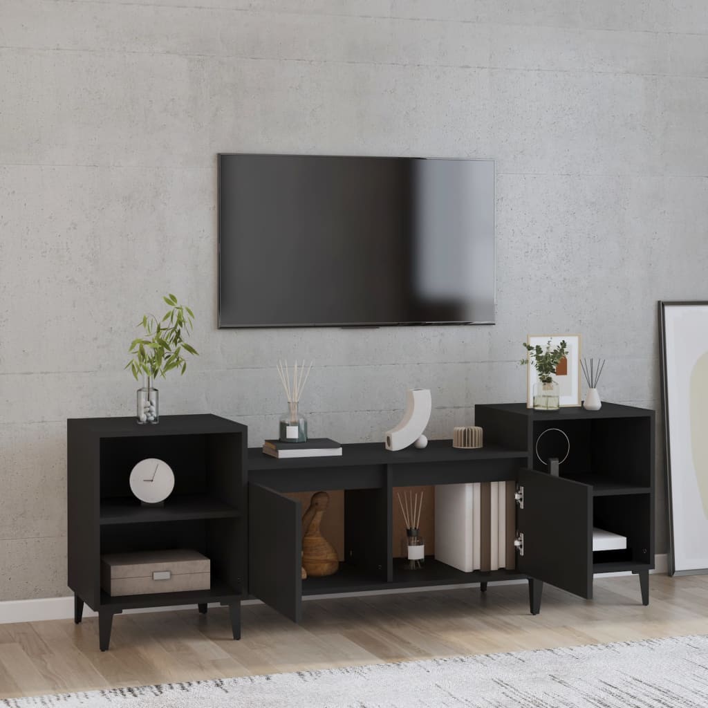 Meuble TV 160x35x55 cm en bois travaillé