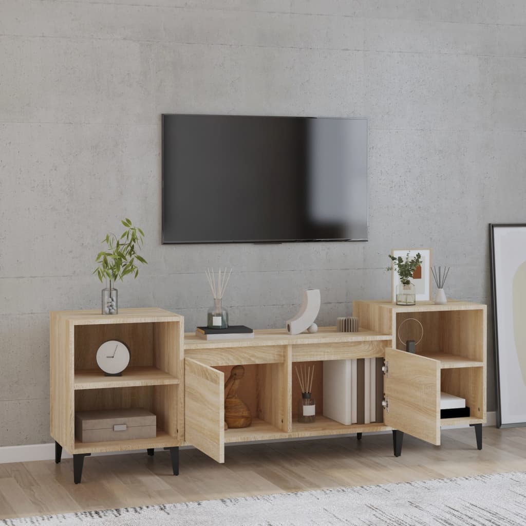 Meuble TV 160x35x55 cm en bois travaillé