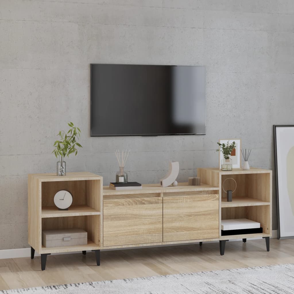 Meuble TV 160x35x55 cm en bois travaillé