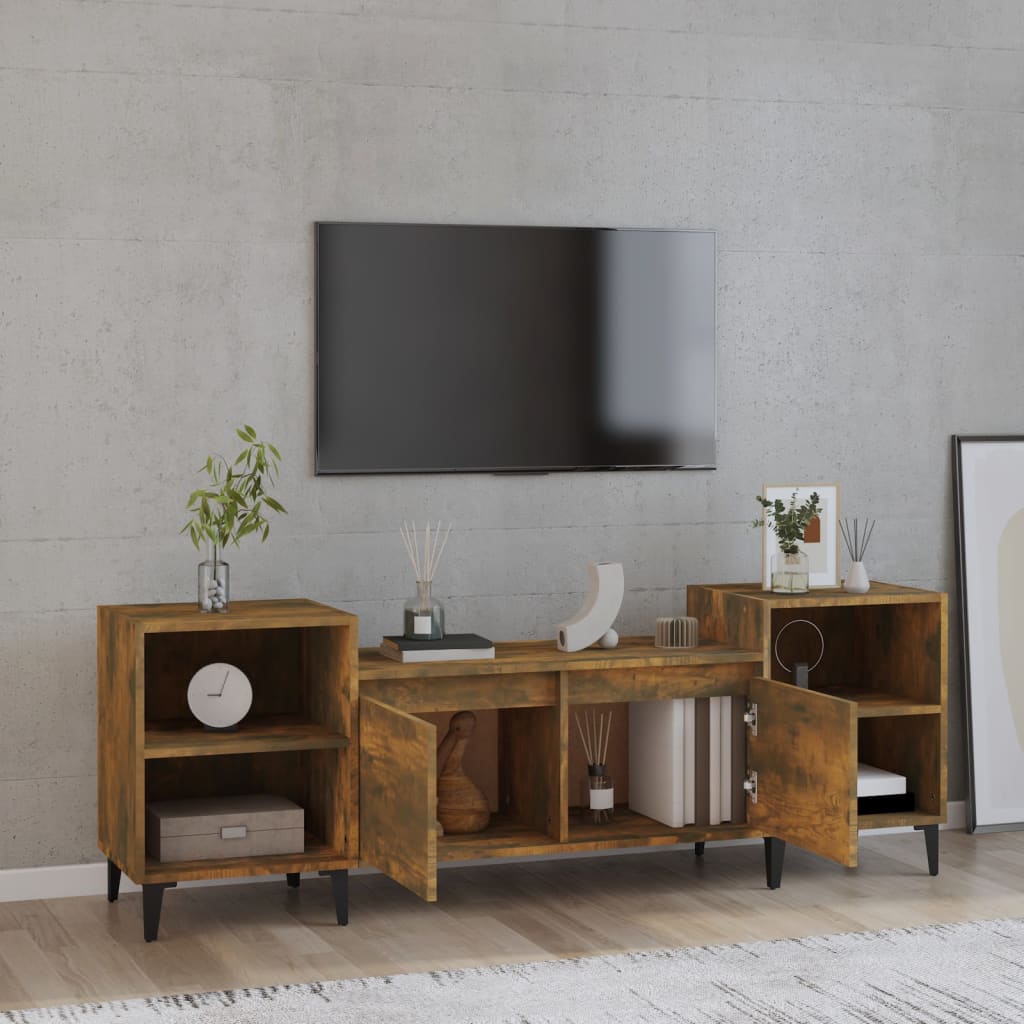 Meuble TV 160x35x55 cm en bois travaillé