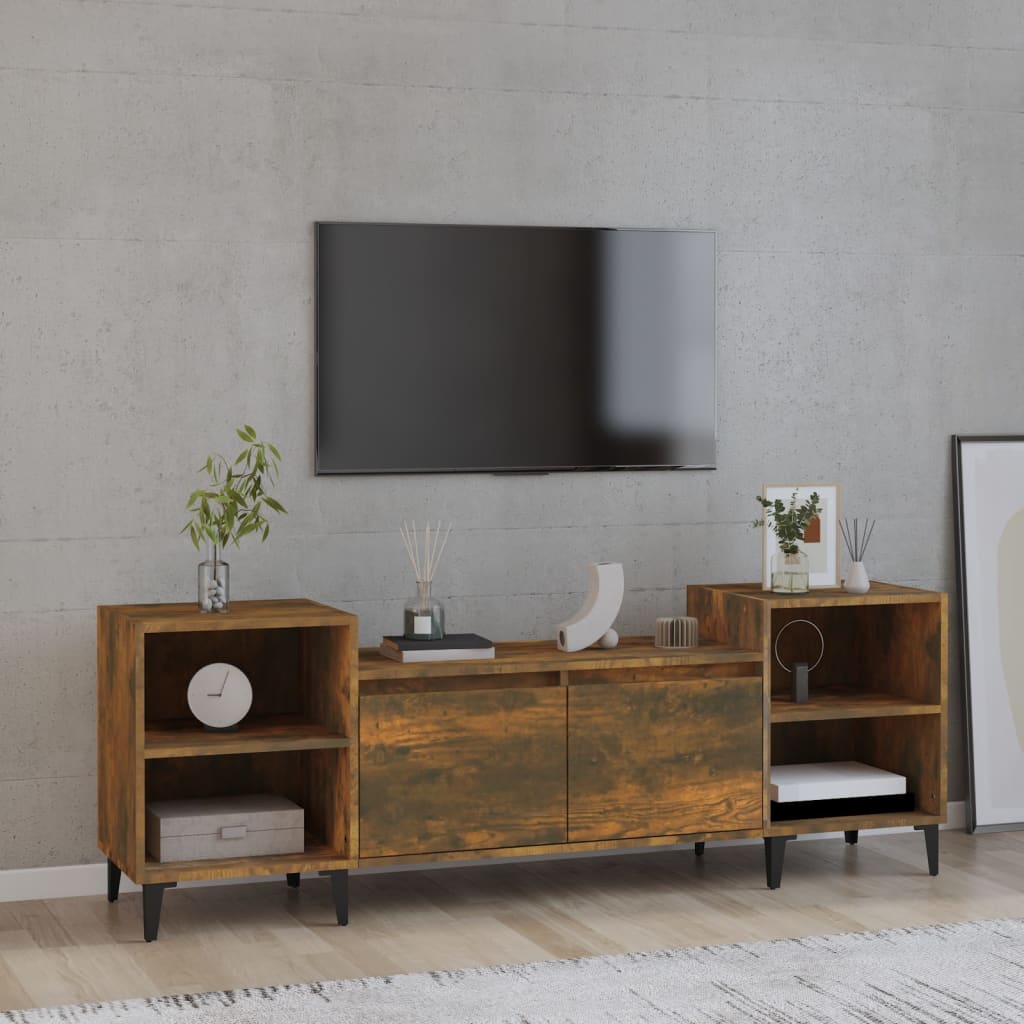 Meuble TV 160x35x55 cm en bois travaillé