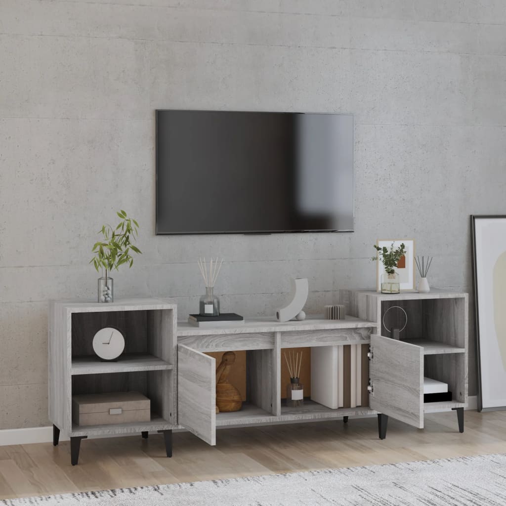 Meuble TV 160x35x55 cm en bois travaillé