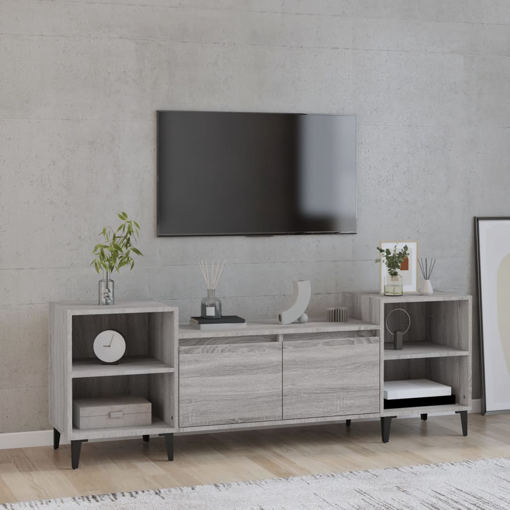 Meuble TV 160x35x55 cm en bois travaillé