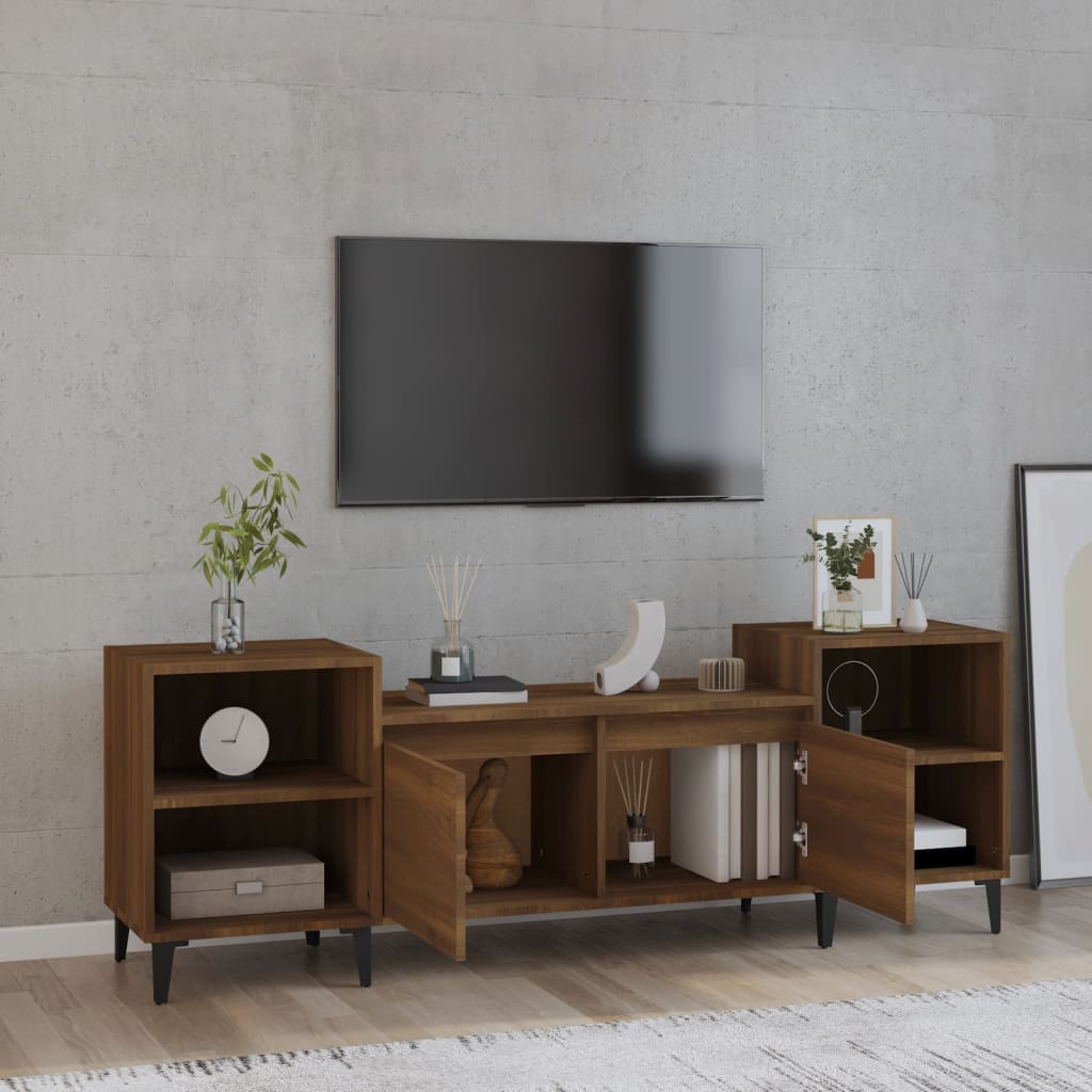 Meuble TV 160x35x55 cm en bois travaillé