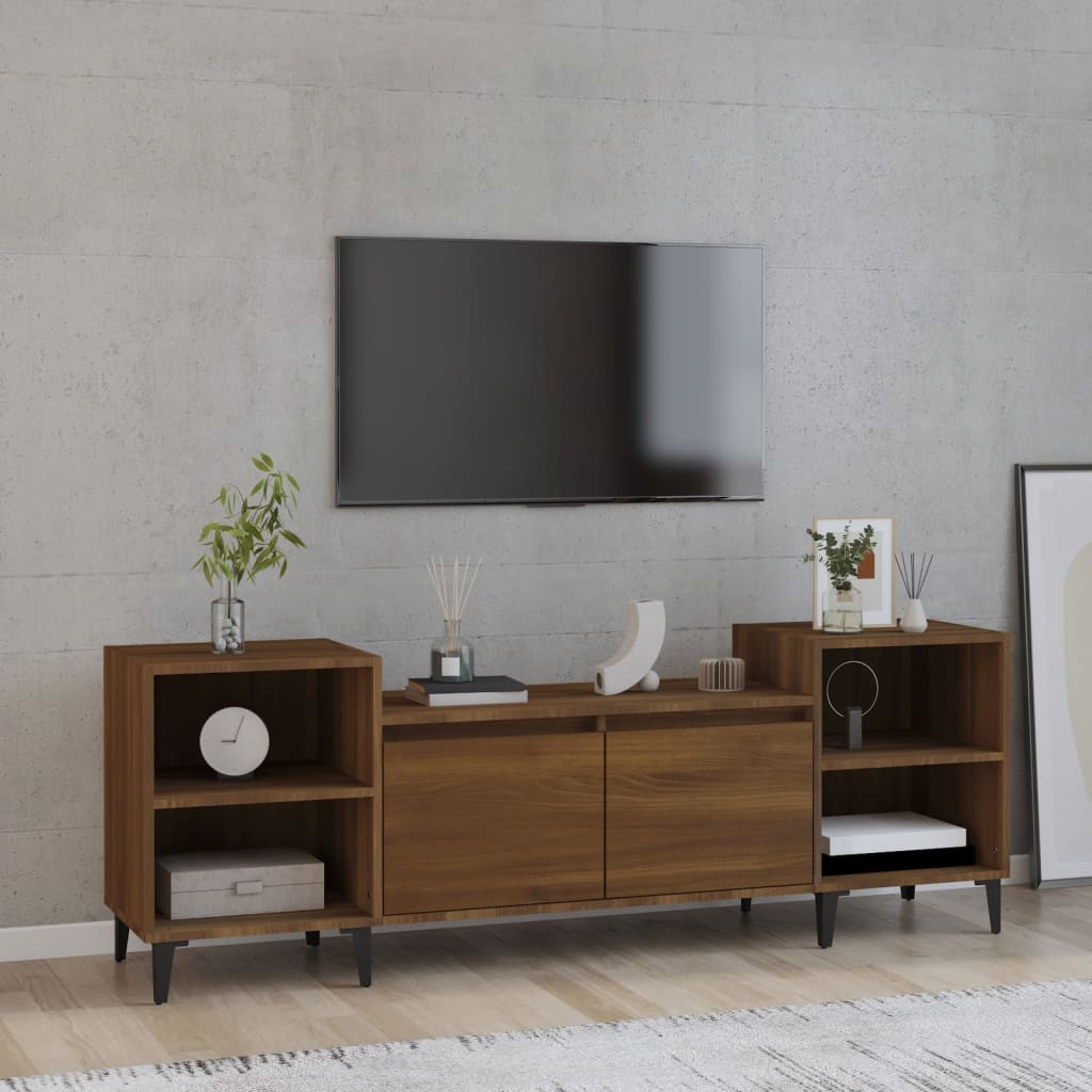 Meuble TV 160x35x55 cm en bois travaillé