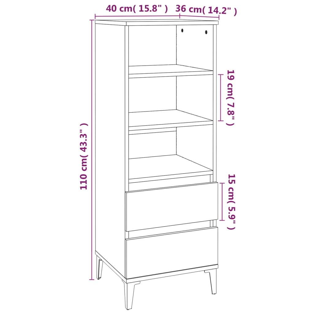 Meuble haut 40x36x110 cm en bois travaillé