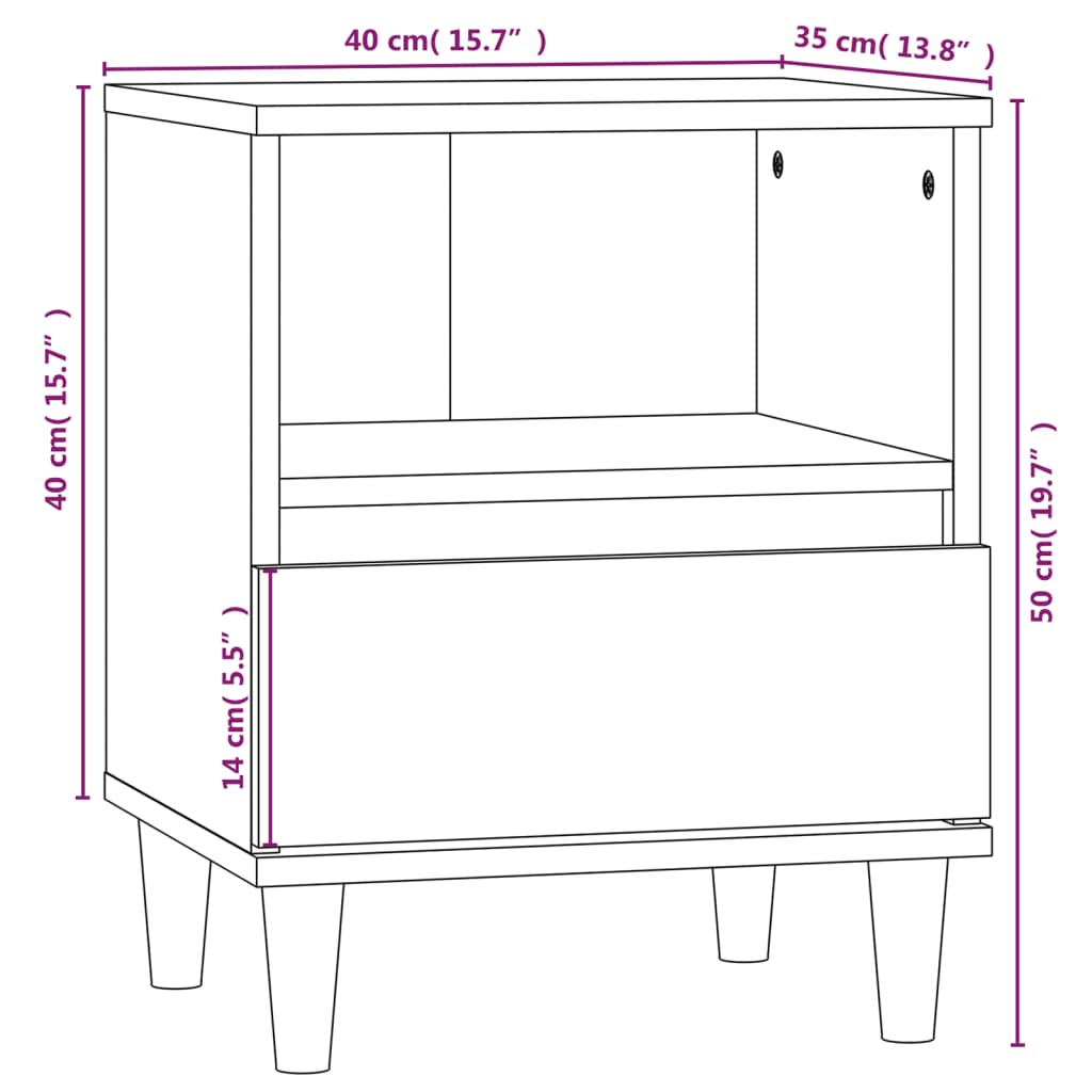 Tables de chevet 2 pcs 40x35x50 cm