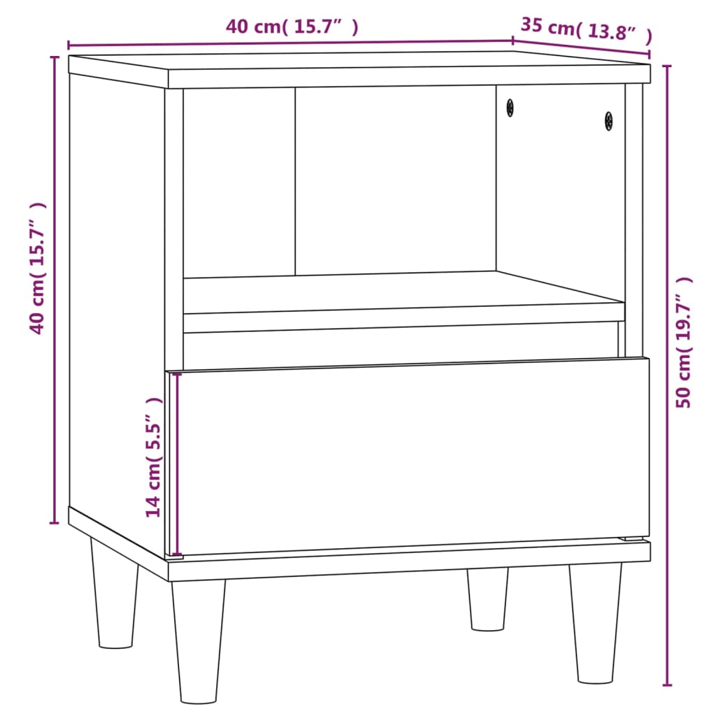 Tables de chevet 2 pcs 40x35x50 cm