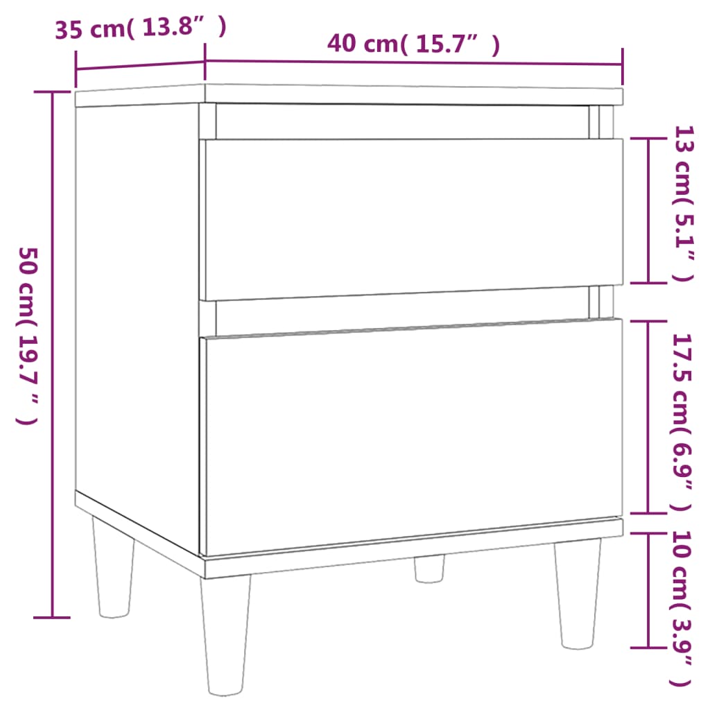 Tables de chevet 2 pcs 40x35x50 cm