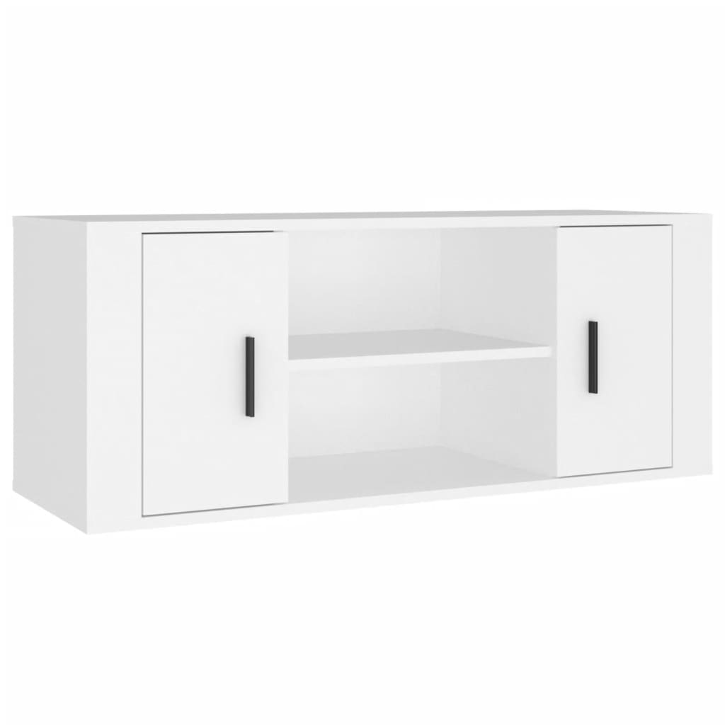 Meuble TV 100x35x40 cm ouvré en bois couleur chêne