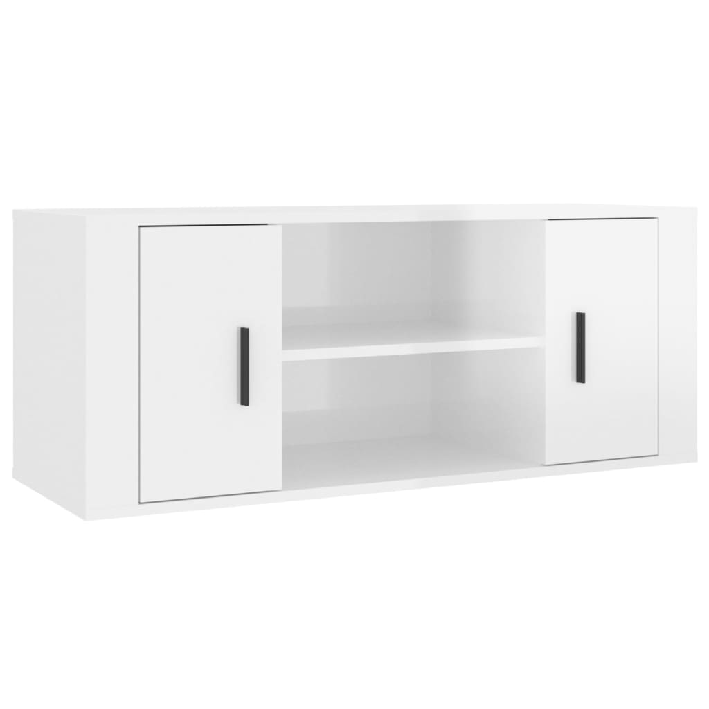 Meuble TV 100x35x40 cm ouvré en bois couleur chêne