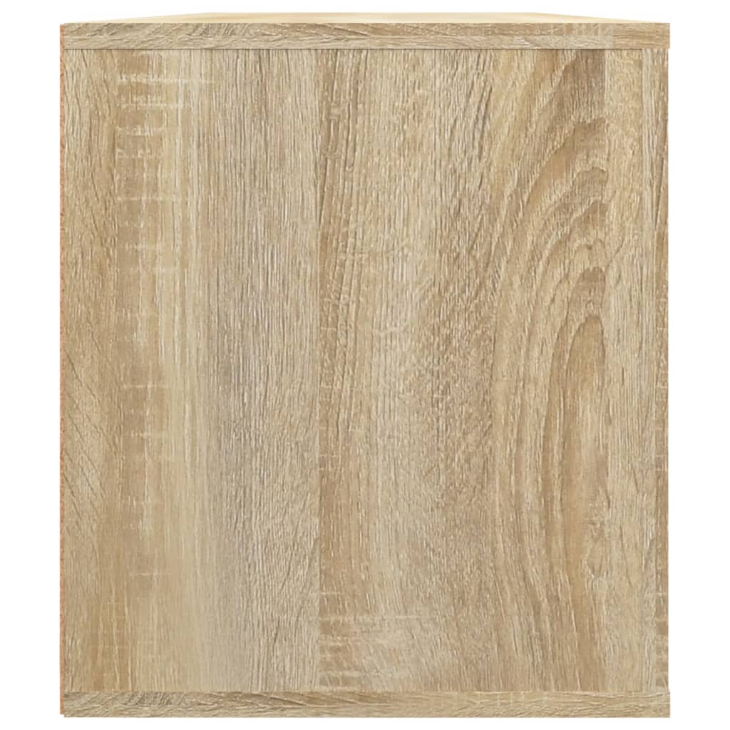 Meuble TV 100x35x40 cm ouvré en bois couleur chêne