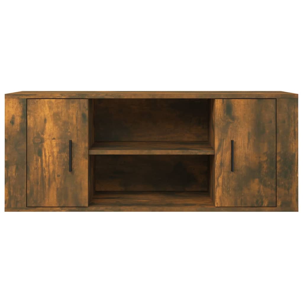 Meuble TV 100x35x40 cm ouvré en bois couleur chêne