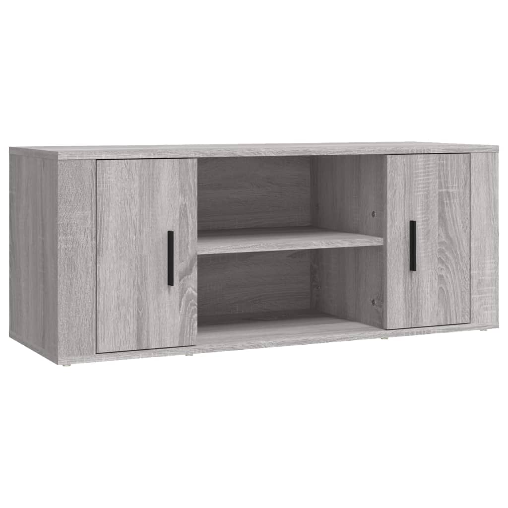 Meuble TV 100x35x40 cm ouvré en bois couleur chêne