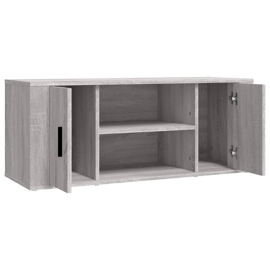 Meuble TV 100x35x40 cm ouvré en bois couleur chêne