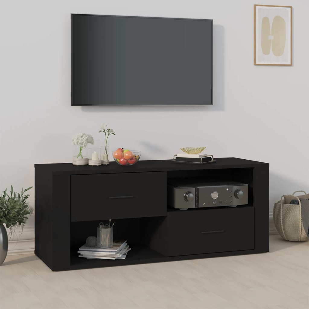 Meuble TV 100x35x40 cm en bois travaillé