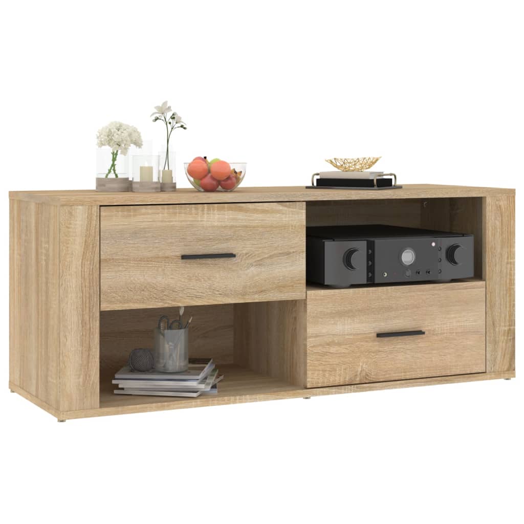 Meuble TV 100x35x40 cm en bois travaillé