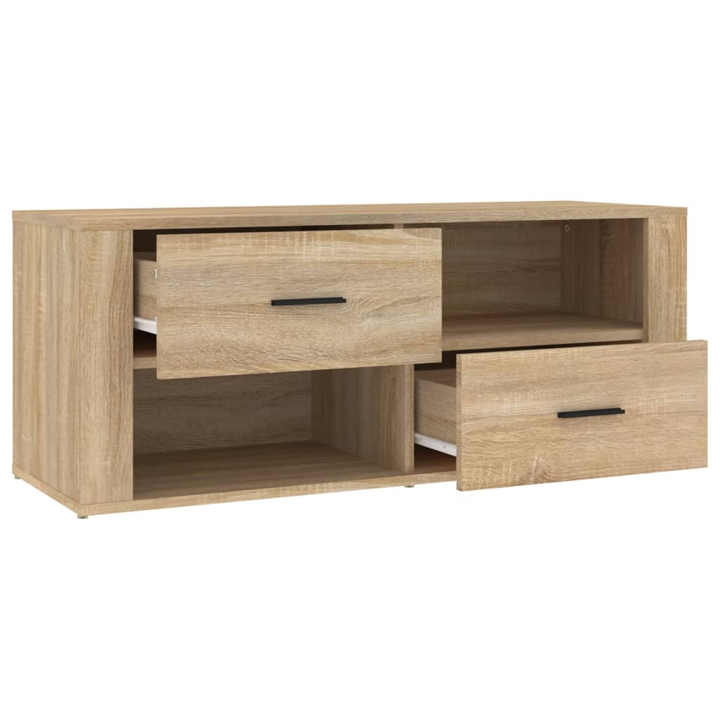 Meuble TV 100x35x40 cm en bois travaillé