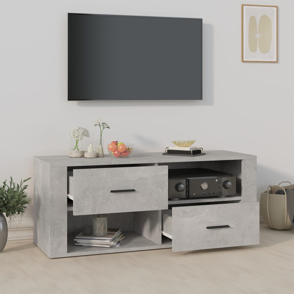 Meuble TV 100x35x40 cm en bois travaillé