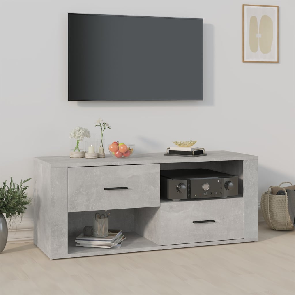 Meuble TV 100x35x40 cm en bois travaillé