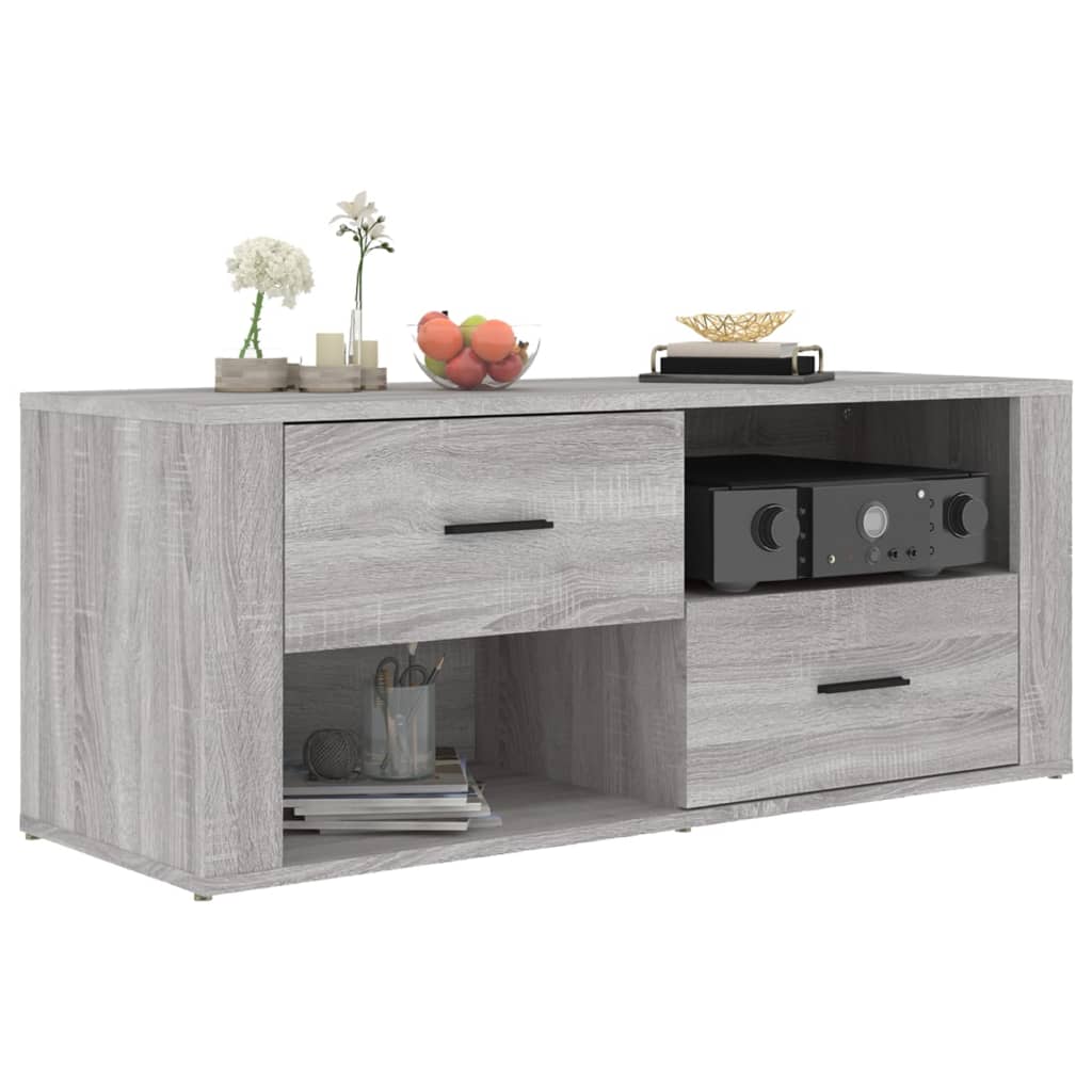 Meuble TV 100x35x40 cm en bois travaillé