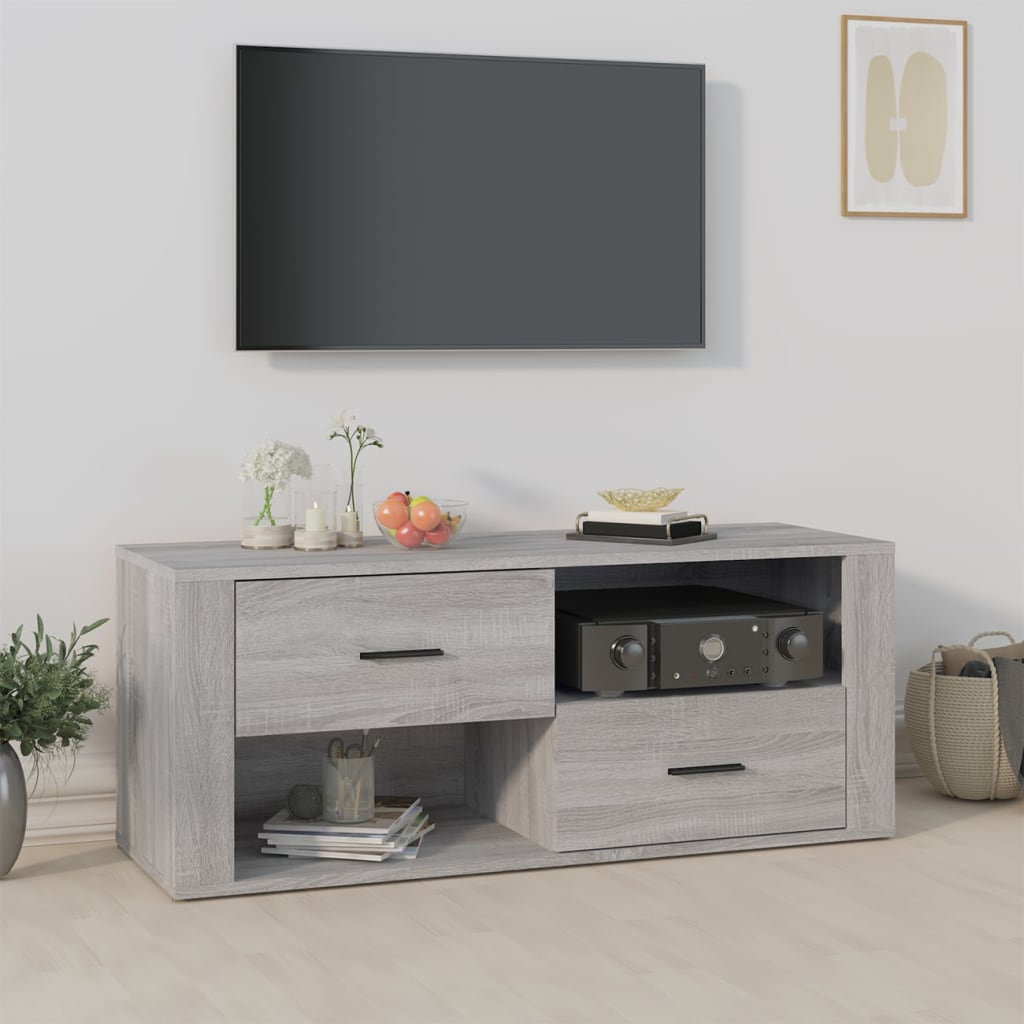 Meuble TV 100x35x40 cm en bois travaillé