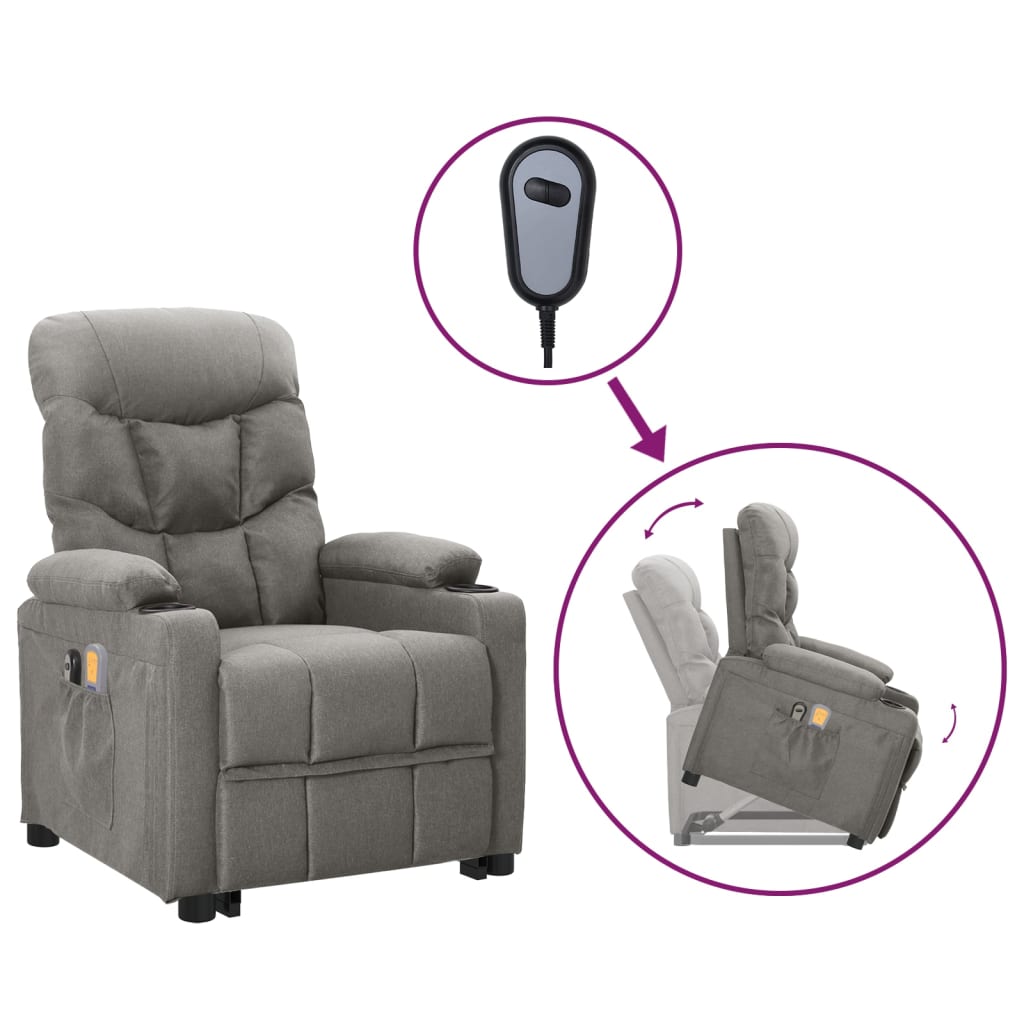 Fauteuil de massage verticalisateur tissu gris clair