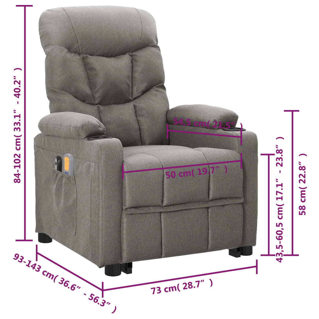 Fauteuil de massage verticalisateur tissu gris clair