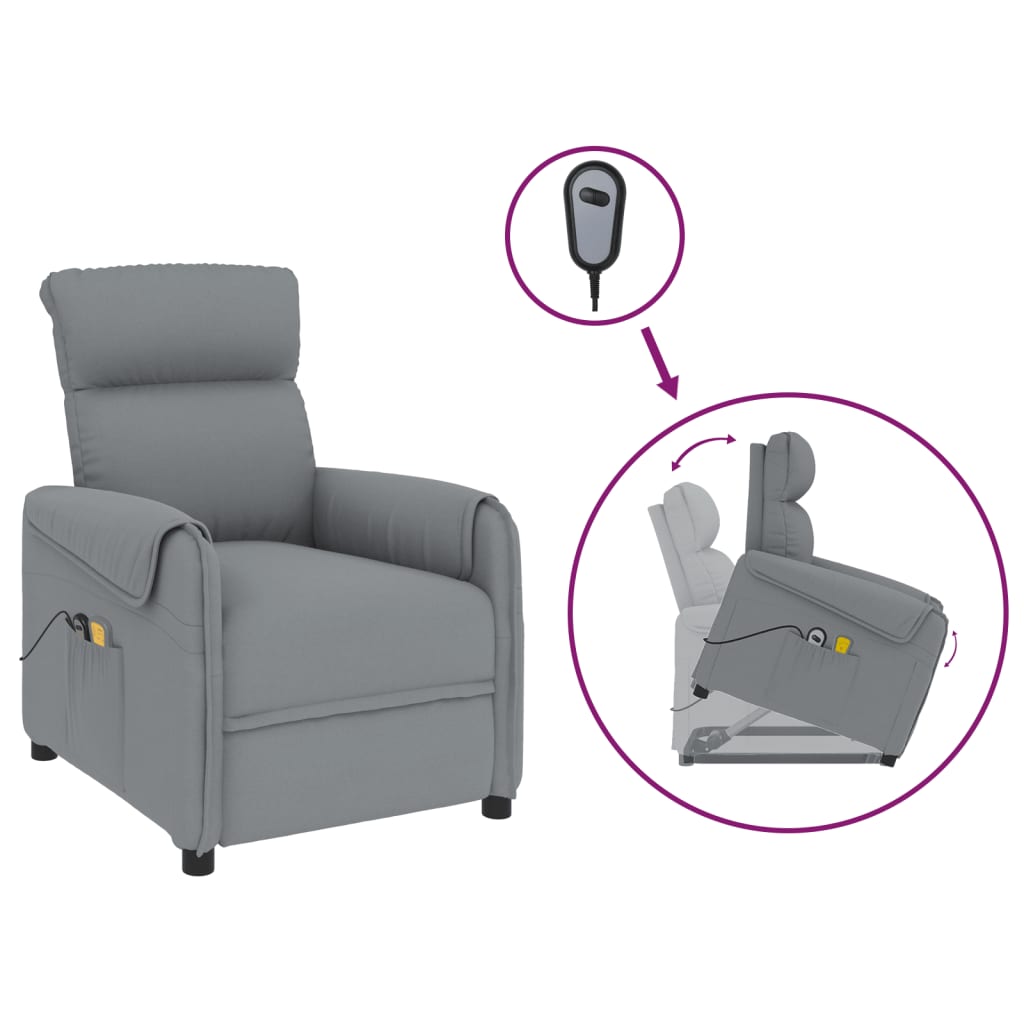 Fauteuil de massage verticalisateur tissu gris foncé